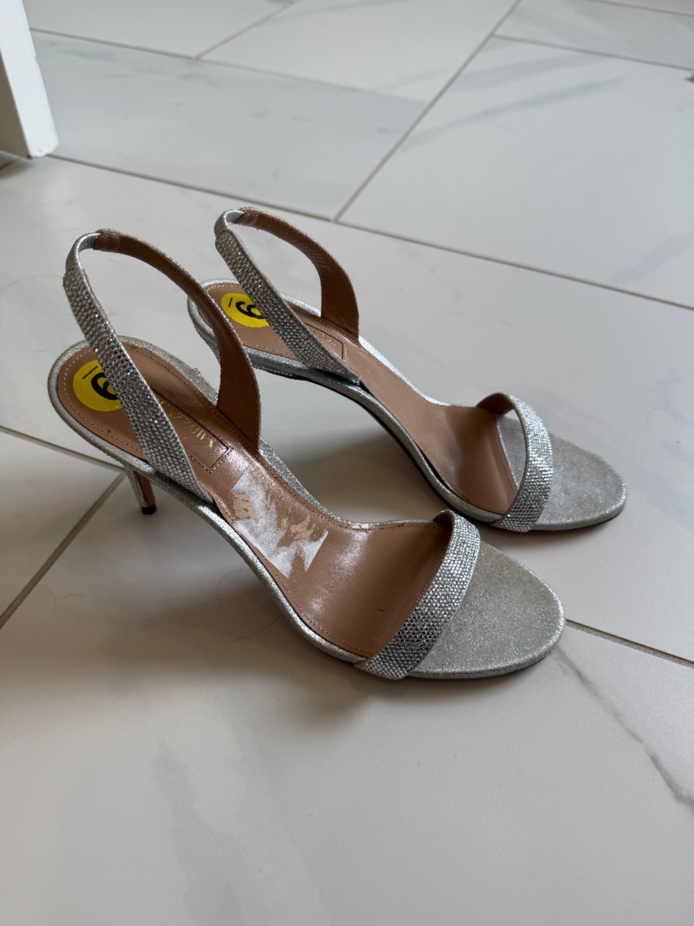 Aquazurra So Nude 85 Silver Crystal